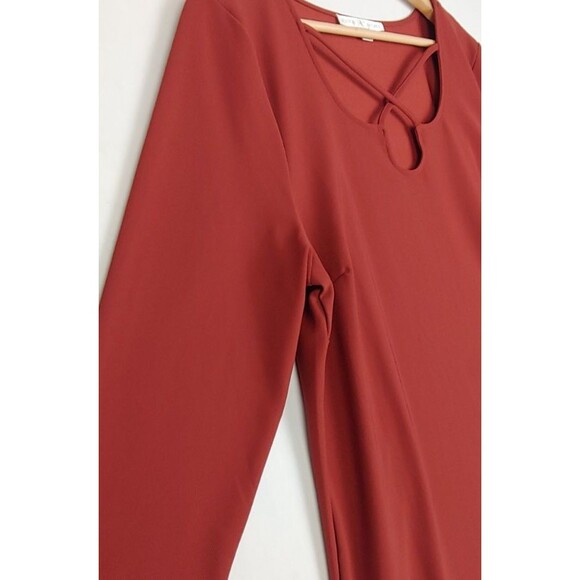 Boston Proper Orange Blouse Women's XL Criss Cross Neck Stretch 3/4 Sleeve - Picture 4 of 11